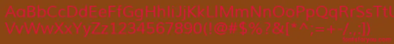 フォントMuliRegular – 赤い文字が茶色の背景にあります。