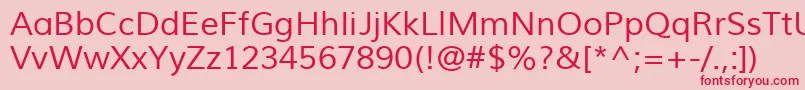 MuliRegular-fontti – punaiset fontit vaaleanpunaisella taustalla