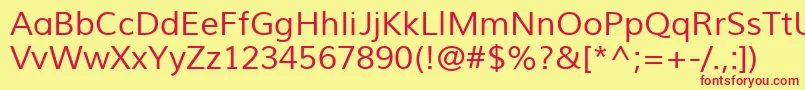 MuliRegular-fontti – punaiset fontit keltaisella taustalla