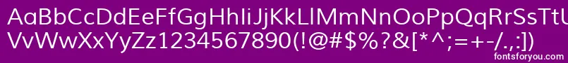 MuliRegular-Schriftart – Weiße Schriften auf violettem Hintergrund