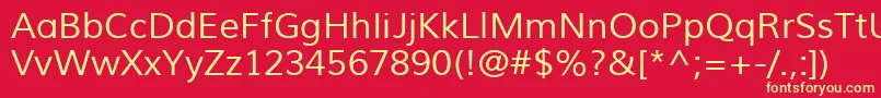 MuliRegular-fontti – keltaiset fontit punaisella taustalla