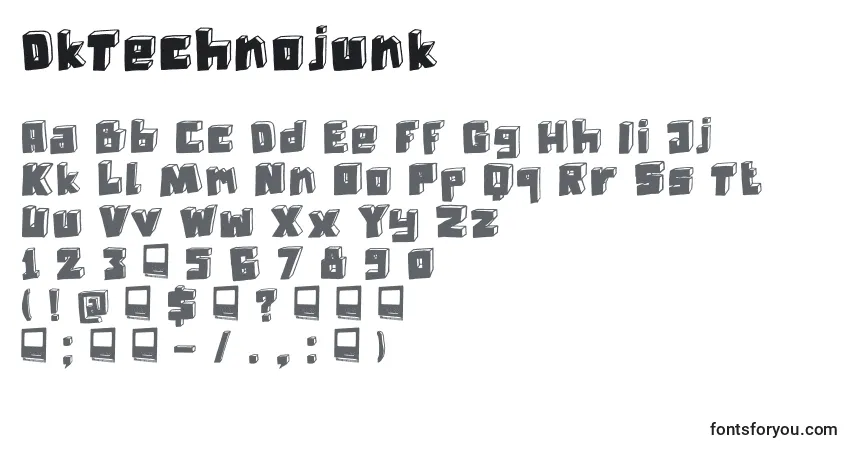 Schriftart DkTechnojunk – Alphabet, Zahlen, spezielle Symbole