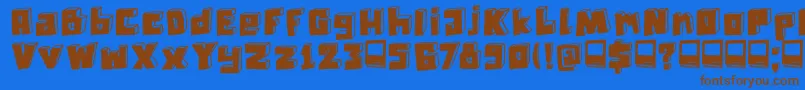 Czcionka DkTechnojunk – brązowe czcionki na niebieskim tle