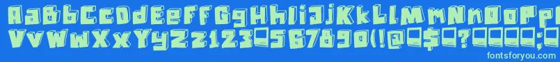 DkTechnojunk Font – Green Fonts on Blue Background