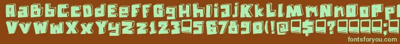 DkTechnojunk-Schriftart – Grüne Schriften auf braunem Hintergrund