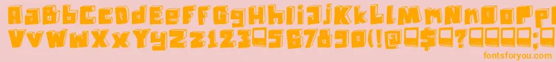 DkTechnojunk-Schriftart – Orangefarbene Schriften auf rosa Hintergrund