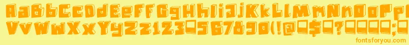 DkTechnojunk-Schriftart – Orangefarbene Schriften auf gelbem Hintergrund