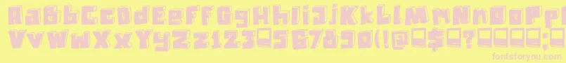 DkTechnojunk Font – Pink Fonts on Yellow Background