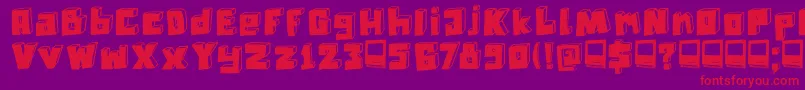 DkTechnojunk Font – Red Fonts on Purple Background