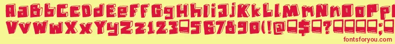 DkTechnojunk-Schriftart – Rote Schriften auf gelbem Hintergrund