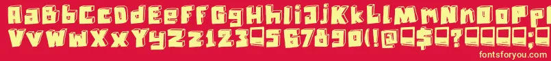 DkTechnojunk Font – Yellow Fonts on Red Background