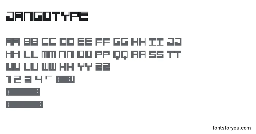 A fonte Jangotype – alfabeto, números, caracteres especiais