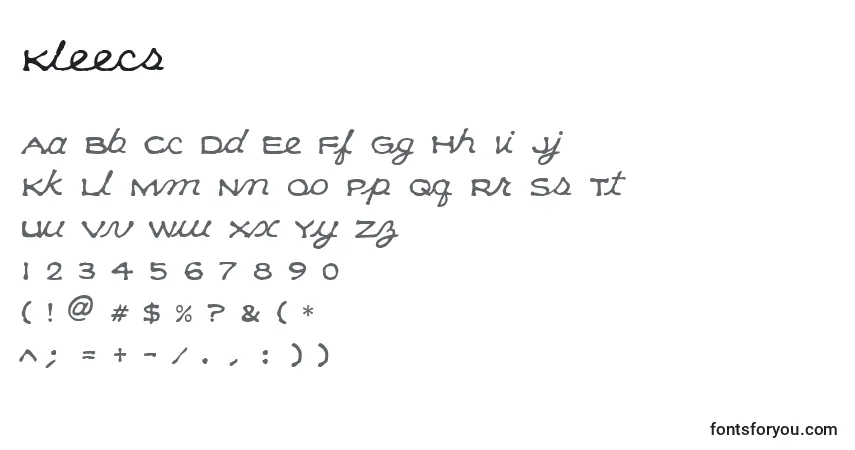 Шрифт Kleecs – алфавит, цифры, специальные символы