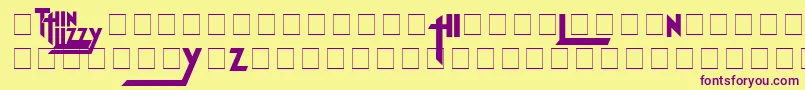 Шрифт ThinLizzyJailbreak – фиолетовые шрифты на жёлтом фоне