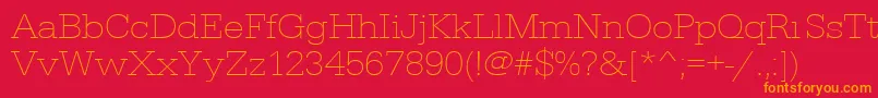 Fonte Urwegyptiennetextligextwid – fontes laranjas em um fundo vermelho