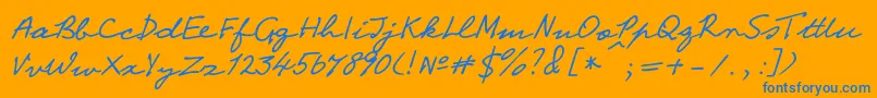 Step-Schriftart – Blaue Schriften auf orangefarbenem Hintergrund