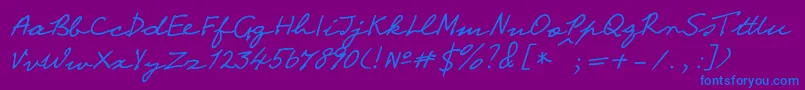 Step-Schriftart – Blaue Schriften auf violettem Hintergrund