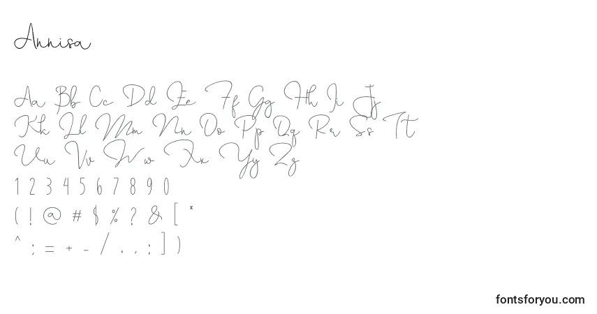 Шрифт Annisa – алфавит, цифры, специальные символы
