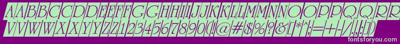 ARomanustitulcmdino-Schriftart – Grüne Schriften auf violettem Hintergrund