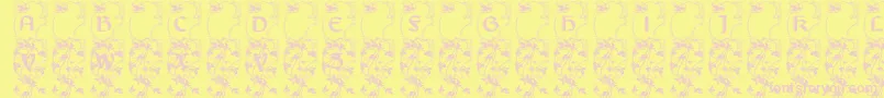 Lisburneinitials-fontti – vaaleanpunaiset fontit keltaisella taustalla