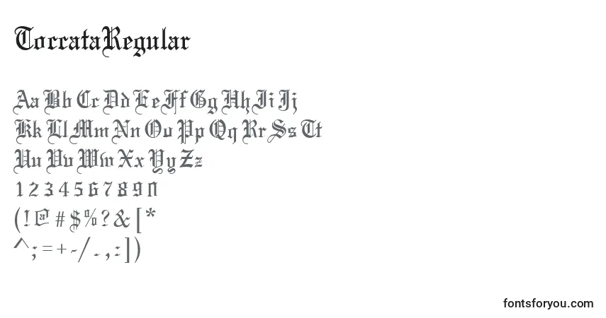 Fuente ToccataRegular - alfabeto, números, caracteres especiales