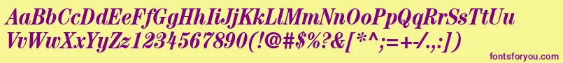 ItcCenturyLtBoldCondensedItalic Font – Purple Fonts on Yellow Background