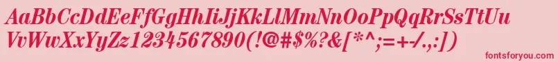 ItcCenturyLtBoldCondensedItalic-Schriftart – Rote Schriften auf rosa Hintergrund