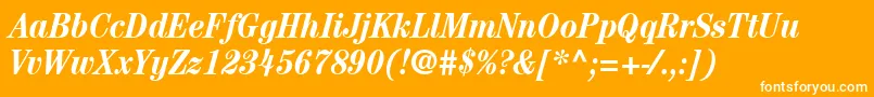 ItcCenturyLtBoldCondensedItalic-Schriftart – Weiße Schriften auf orangefarbenem Hintergrund