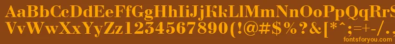 フォントABodoninovaBold – オレンジ色の文字が茶色の背景にあります。