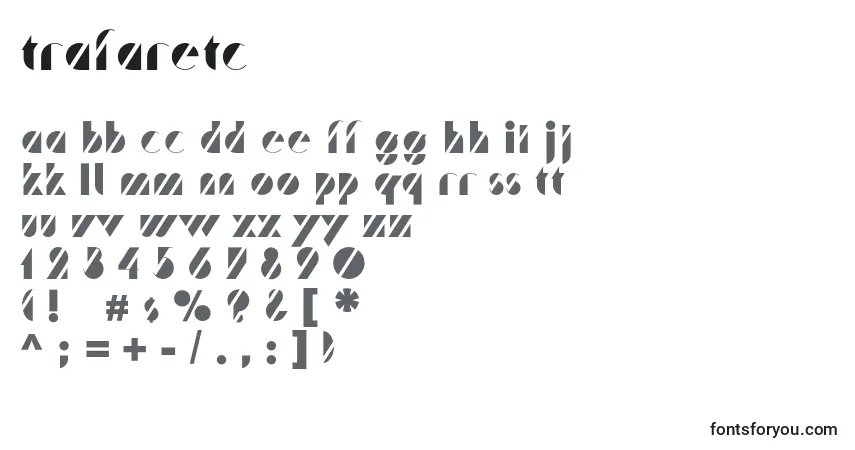 Schriftart Trafaretc – Alphabet, Zahlen, spezielle Symbole