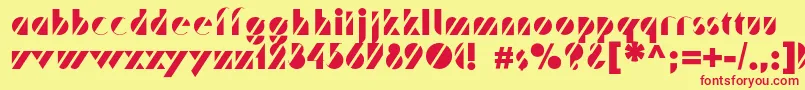Trafaretc-Schriftart – Rote Schriften auf gelbem Hintergrund