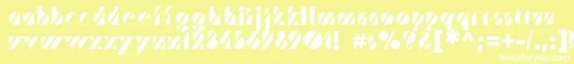 Trafaretc-Schriftart – Weiße Schriften auf gelbem Hintergrund