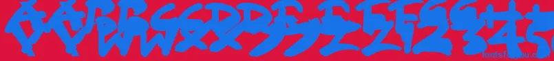 Więcej informacji o czcionce SloppyPaint Czcionka SloppyPaint – niebieskie czcionki na czerwonym tle