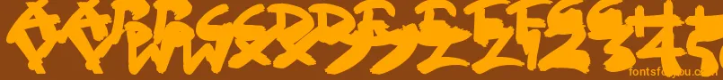 Lisätietoja SloppyPaint-fontista SloppyPaint-fontti – oranssit fontit ruskealla taustalla