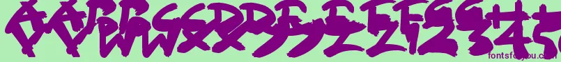 SloppyPaint-Schriftart – Violette Schriften auf grünem Hintergrund