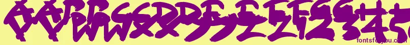 SloppyPaint Font – Purple Fonts on Yellow Background
