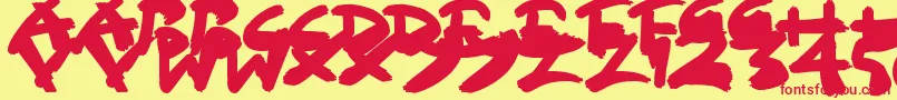 フォントSloppyPaint – 赤い文字の黄色い背景