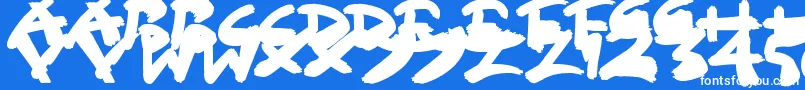 Fonte SloppyPaint – fontes brancas em um fundo azul