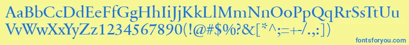 SabonnextLtRegular-Schriftart – Blaue Schriften auf gelbem Hintergrund