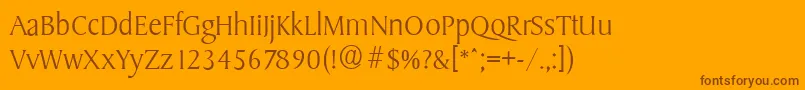 Fonte SydneyserialXlightRegular – fontes marrons em um fundo laranja
