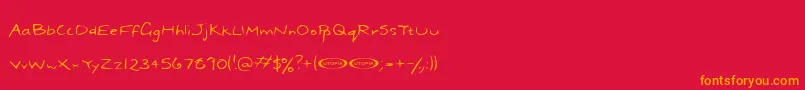 フォントDaelneu – 赤い背景にオレンジの文字