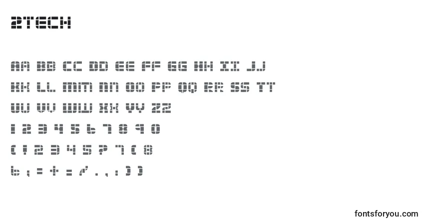 Schriftart 2tech – Alphabet, Zahlen, spezielle Symbole