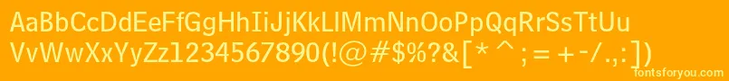 BellcentennialstdSubcapt-Schriftart – Gelbe Schriften auf orangefarbenem Hintergrund
