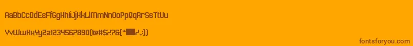 Sawchain-Schriftart – Braune Schriften auf orangefarbenem Hintergrund