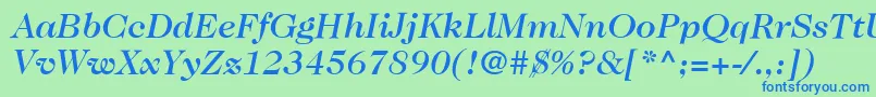 ItcCaslon224LtMediumItalic-Schriftart – Blaue Schriften auf grünem Hintergrund