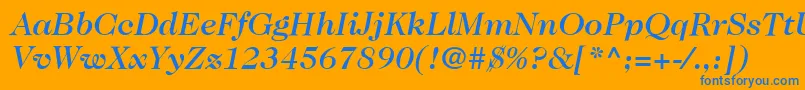 Lisätietoja ItcCaslon224LtMediumItalic-fontista ItcCaslon224LtMediumItalic-fontti – siniset fontit oranssilla taustalla