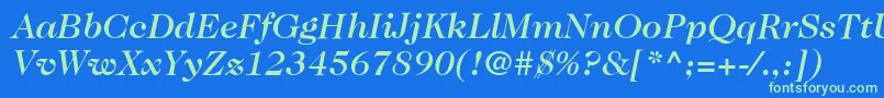 Шрифт ItcCaslon224LtMediumItalic – зелёные шрифты на синем фоне