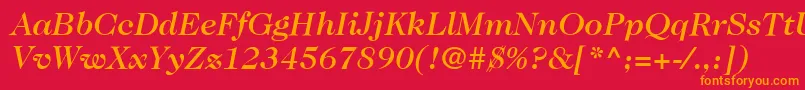 Шрифт ItcCaslon224LtMediumItalic – оранжевые шрифты на красном фоне