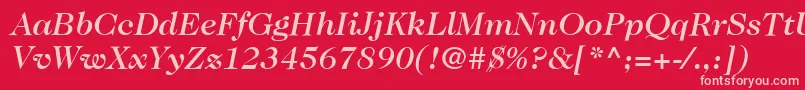 ItcCaslon224LtMediumItalic-fontti – vaaleanpunaiset fontit punaisella taustalla