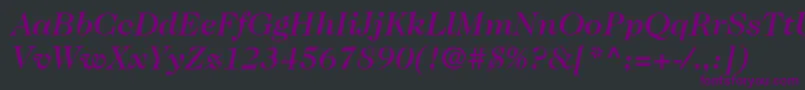 フォントItcCaslon224LtMediumItalic – 黒い背景に紫のフォント
